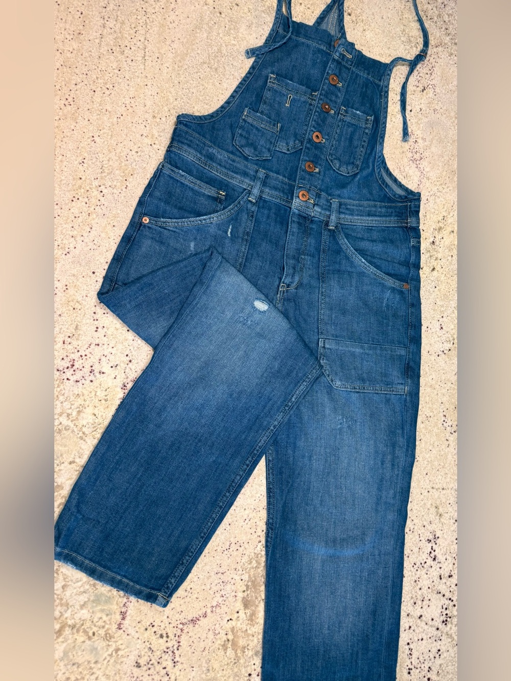 Pilcro by Anthropologie Indigo Denim Button-Front Overalls